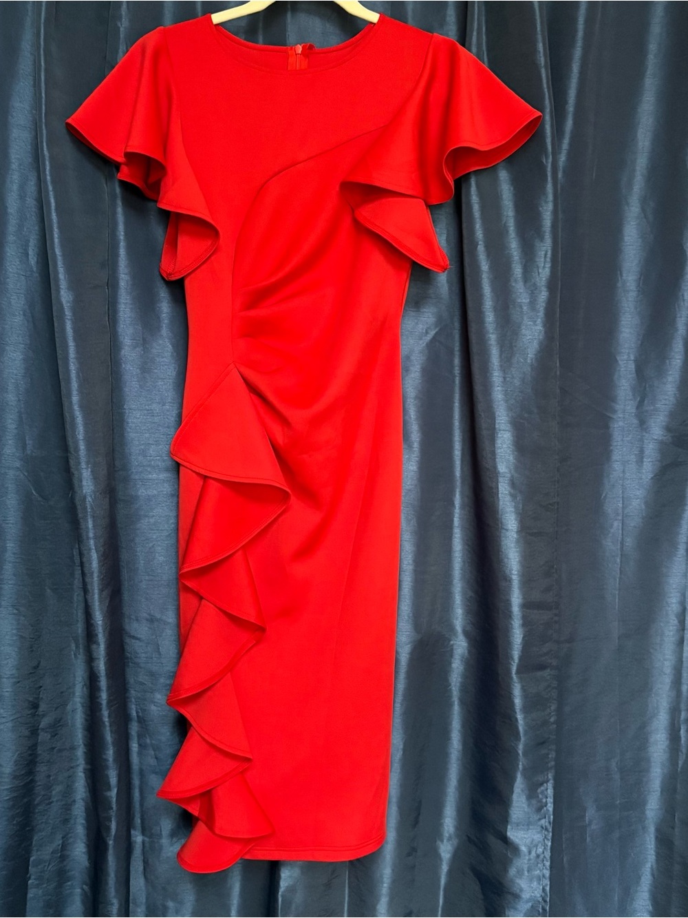 Red Ruffle Midi Dress - Elegant Women’s Dress